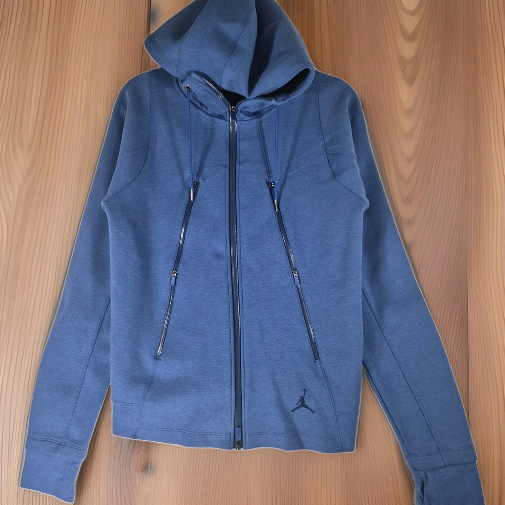 Nike Air Jordan Women's Small Blue Full Zip Hoodie Jacket Thumbholes Zip Pockets